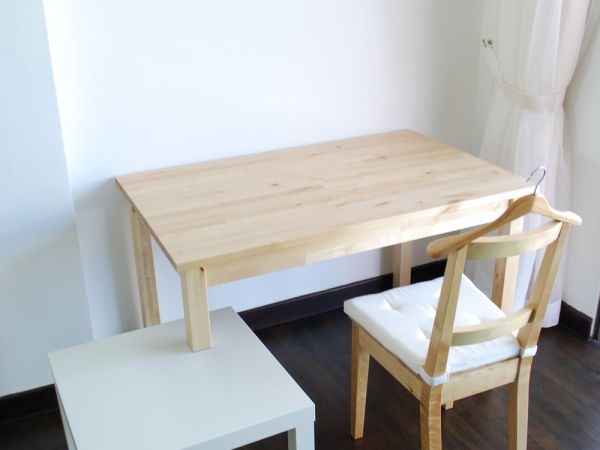  Study Set = BJORKUDDEN dining table + LACK NN side table + BERTIL chair + BUMERANG hanger +                     LENDA chair pad